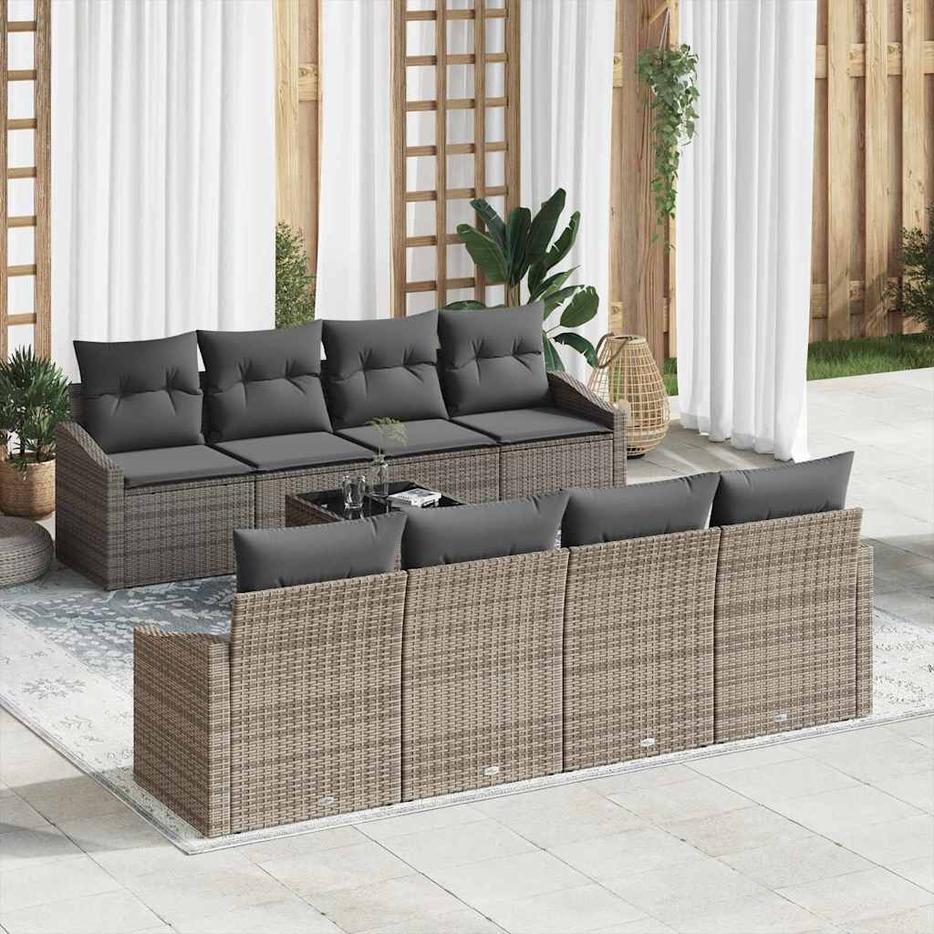Garten-Sofa-Set mit Kissen 7 pcs Grau 55 x 55 x 37 cm